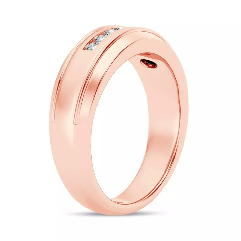 14K Rose Gold Grooved Channel-Set Diamond Band (7.5mm)