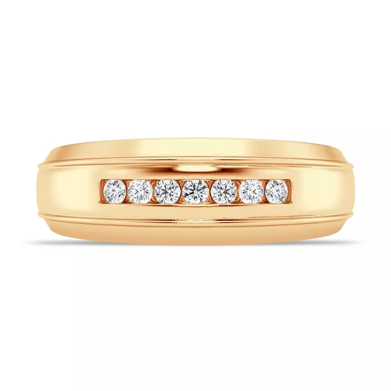 Grooved Channel-Set Diamond Band (7.5mm)