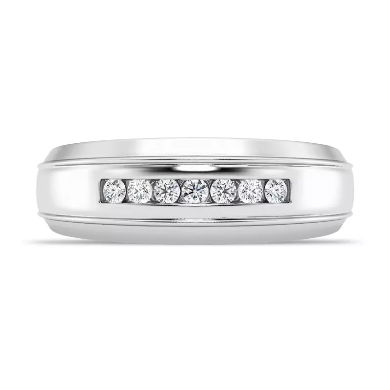 Platinum Grooved Channel-Set Diamond Band (7.5mm)