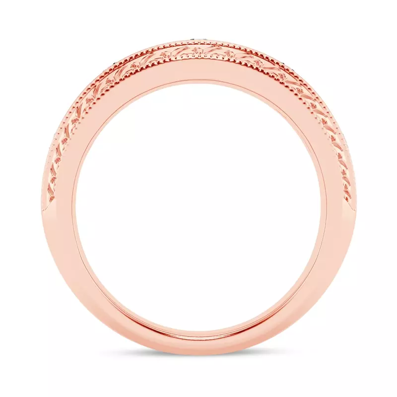 14K Rose Gold Engraved Diamond Milgrain Band (7.5mm)