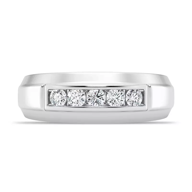 Platinum Raised Channel-Set Diamond Band (7mm)