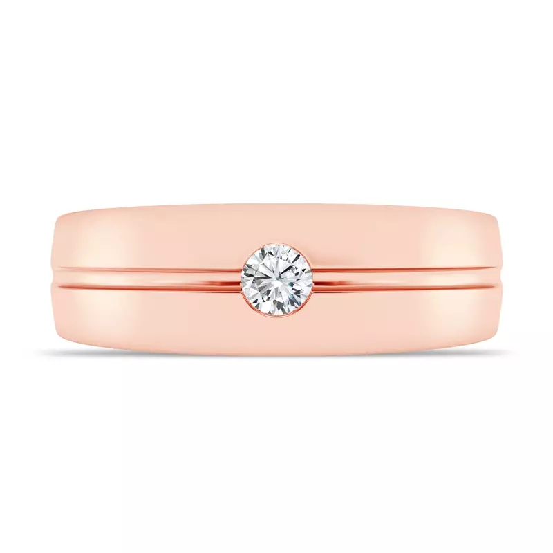 Grooved Diamond Solitaire Band (7mm)