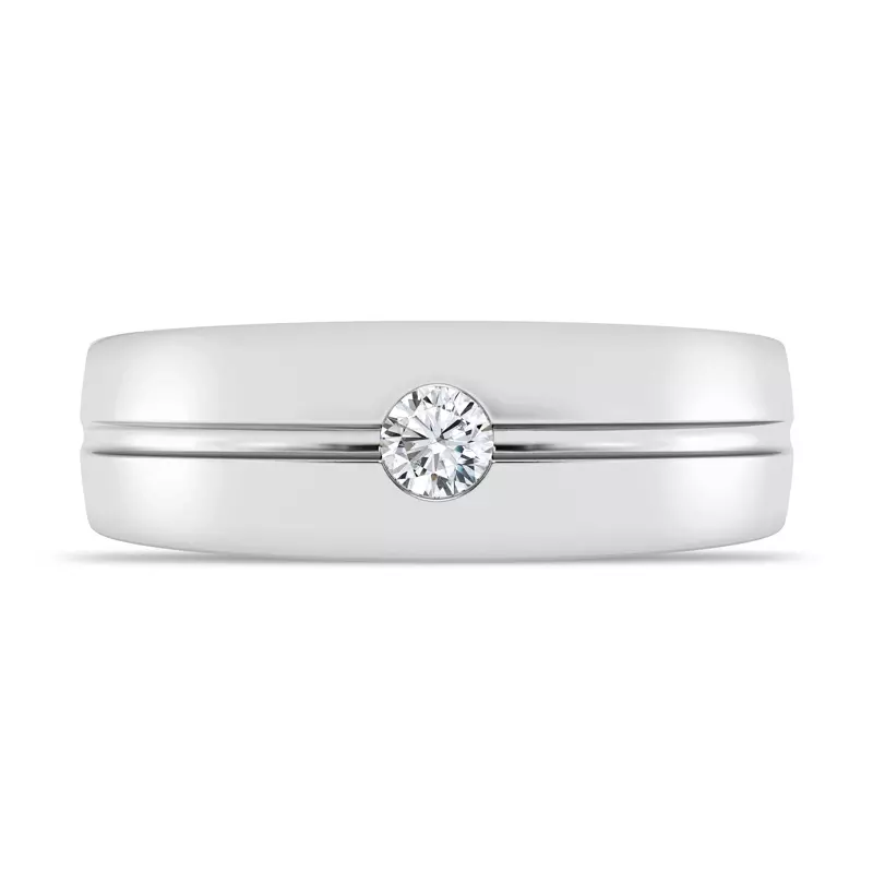 Grooved Diamond Solitaire Band (7mm)