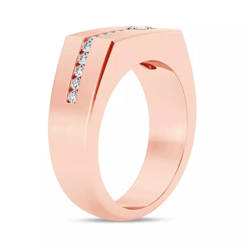 14K Rose Gold Angled Pavé Diamond Band (7.5mm)