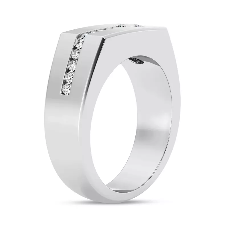 14K White Gold Angled Pavé Diamond Band (7.5mm)