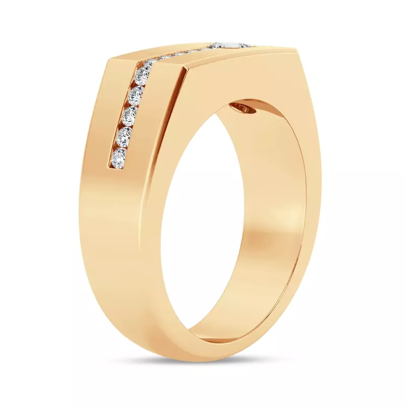 14K Yellow Gold Angled Pavé Diamond Band (7.5mm)