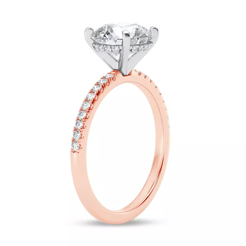 14K Rose Gold Signature Hearts & Arrows Hidden Halo Pavé Engagement Ring (1/4ct. tw.)