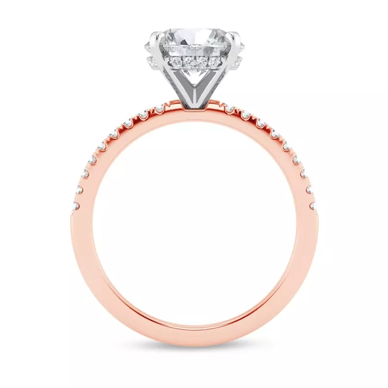 14K Rose Gold Signature Hearts & Arrows Hidden Halo Pavé Engagement Ring (1/4ct. tw.)