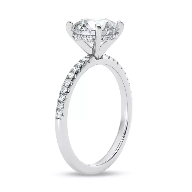 14K White Gold Signature Hearts & Arrows Hidden Halo Pavé Engagement Ring (1/4ct. tw.)