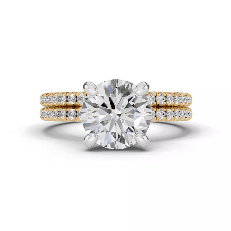 14K Yellow Gold Signature Hearts & Arrows Hidden Halo Pavé Engagement Ring (1/4ct. tw.)