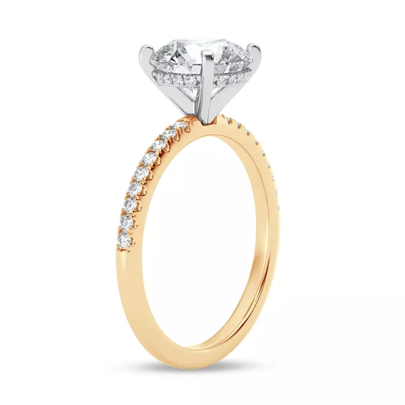 14K Yellow Gold Signature Hearts & Arrows Hidden Halo Pavé Engagement Ring (1/4ct. tw.)