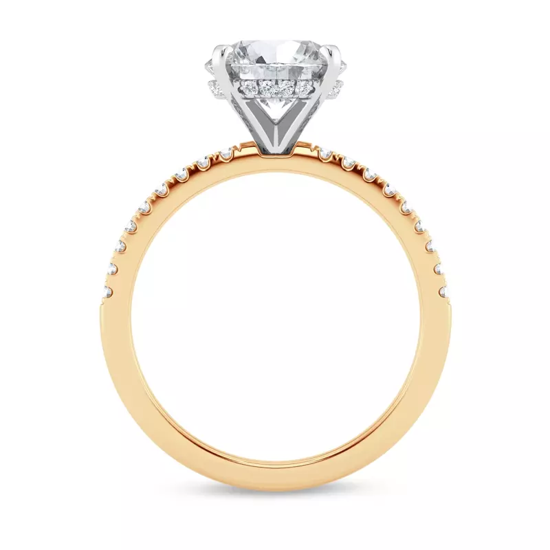 14K Yellow Gold Signature Hearts & Arrows Hidden Halo Pavé Engagement Ring (1/4ct. tw.)