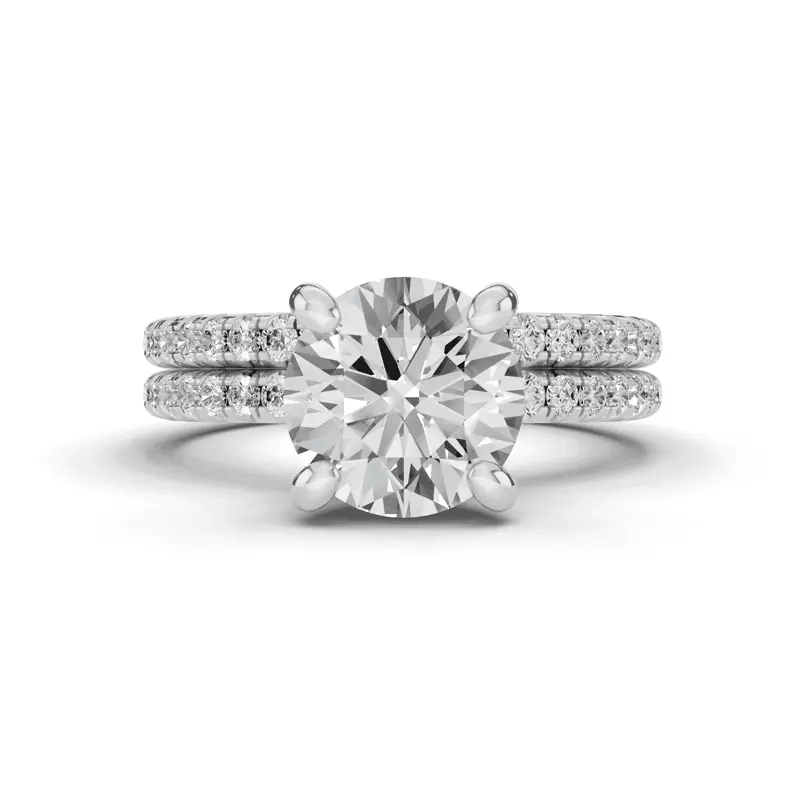 14K White Gold Signature Hearts & Arrows Hidden Halo Pavé Engagement Ring (1/3ct. tw.)