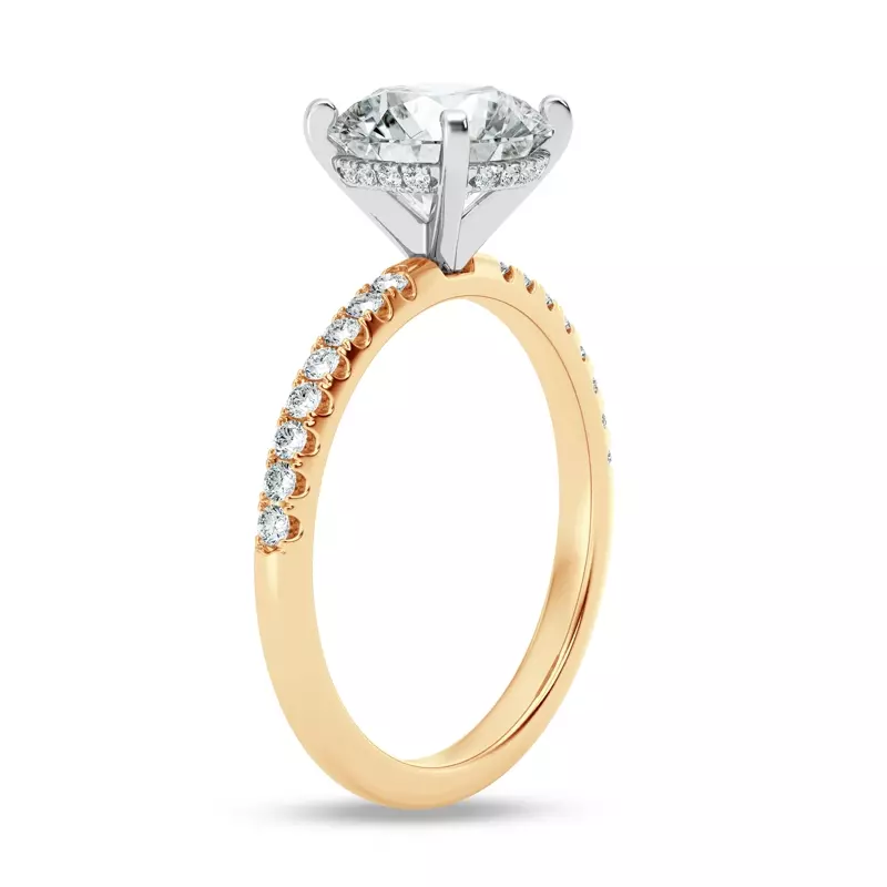 14K Yellow Gold Signature Hearts & Arrows Hidden Halo Pavé Engagement Ring (1/3ct. tw.)