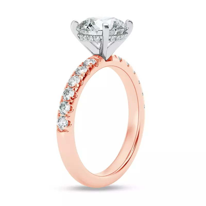 14K Rose Gold Signature Hearts & Arrows Hidden Halo Pavé Engagement Ring (1/2ct. tw.)