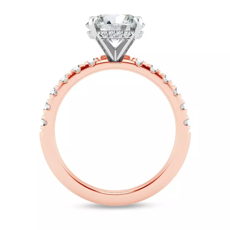 14K Rose Gold Signature Hearts & Arrows Hidden Halo Pavé Engagement Ring (1/2ct. tw.)