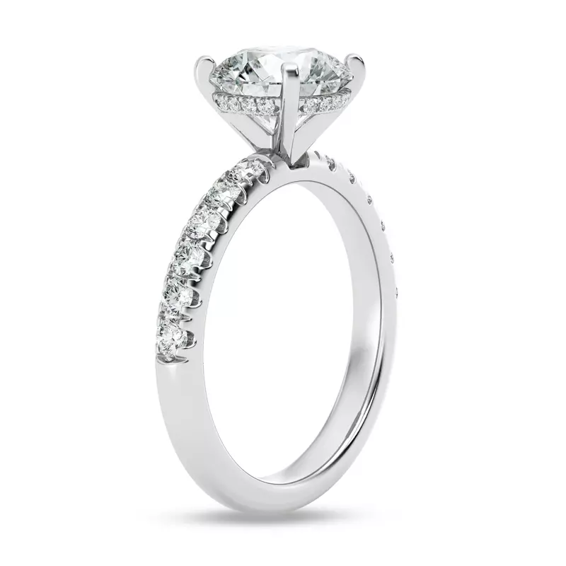 14K White Gold Signature Hearts & Arrows Hidden Halo Pavé Engagement Ring (1/2ct. tw.)