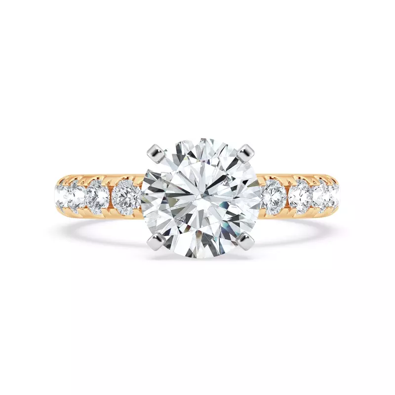 14K Yellow Gold Signature Hearts & Arrows Hidden Halo Pavé Engagement Ring (3/4ct. tw.)