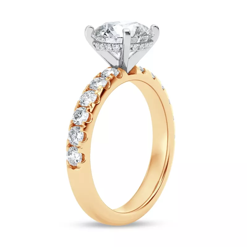 14K Yellow Gold Signature Hearts & Arrows Hidden Halo Pavé Engagement Ring (3/4ct. tw.)