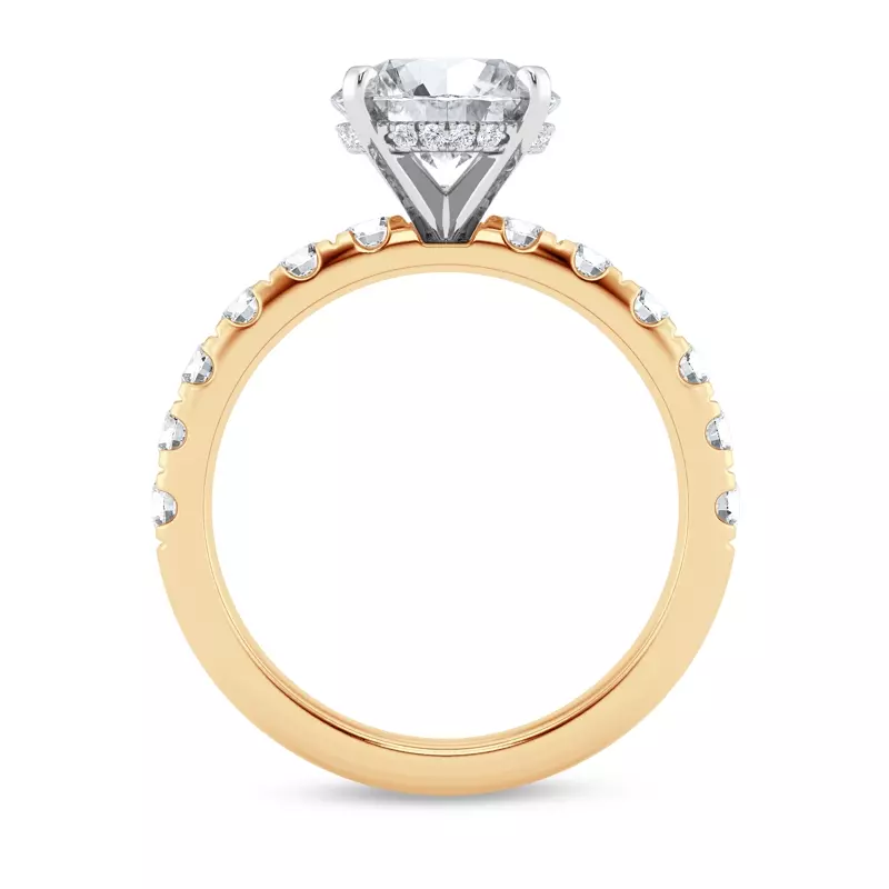 14K Yellow Gold Signature Hearts & Arrows Hidden Halo Pavé Engagement Ring (3/4ct. tw.)