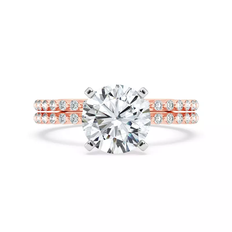 14K Rose Gold Tradition Pavé Shared Prong Engagement Ring (1/5ct. tw.)
