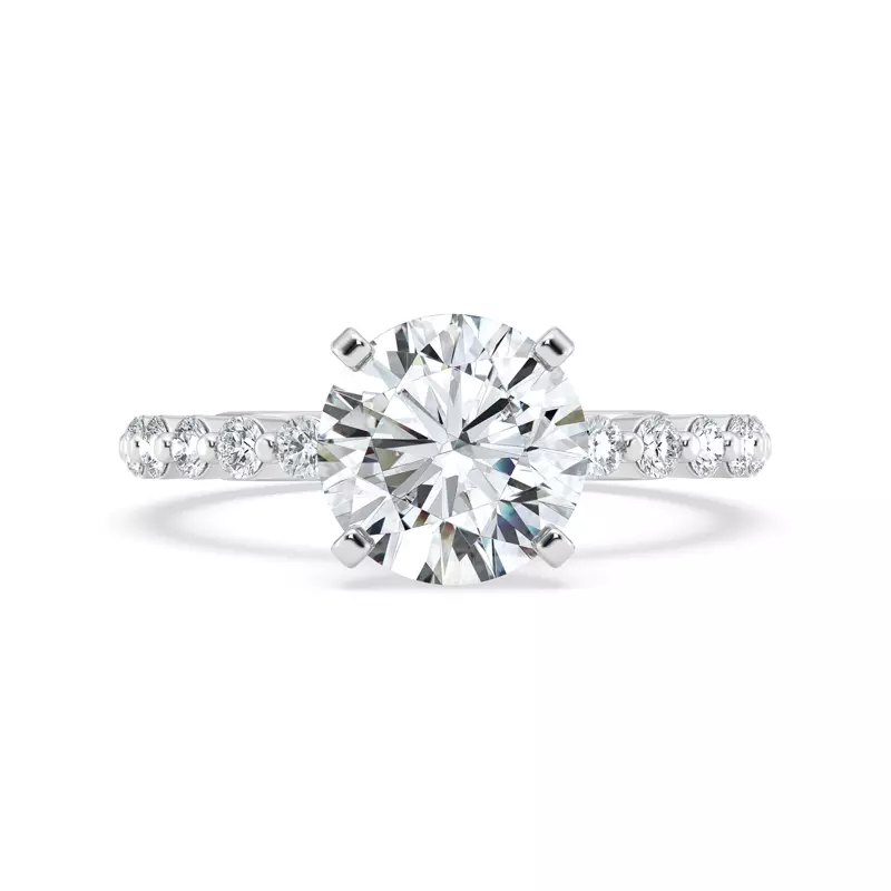 Platinum Signature Hearts & Arrows Hidden Halo Shared Prong Engagement Ring (.60ct. tw.)