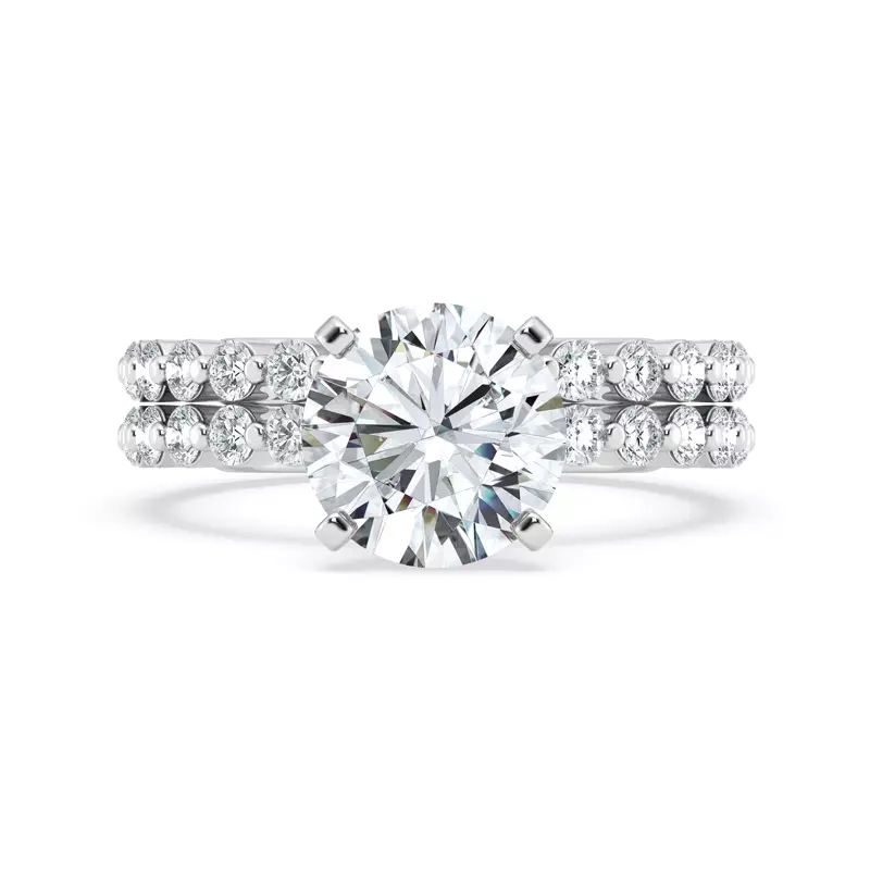 Platinum Signature Hearts & Arrows Hidden Halo Shared Prong Engagement Ring (.60ct. tw.)