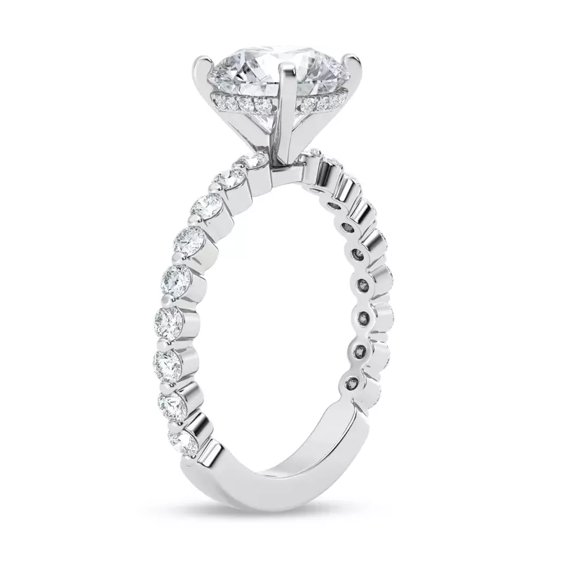 Platinum Signature Hearts & Arrows Hidden Halo Shared Prong Engagement Ring (.60ct. tw.)