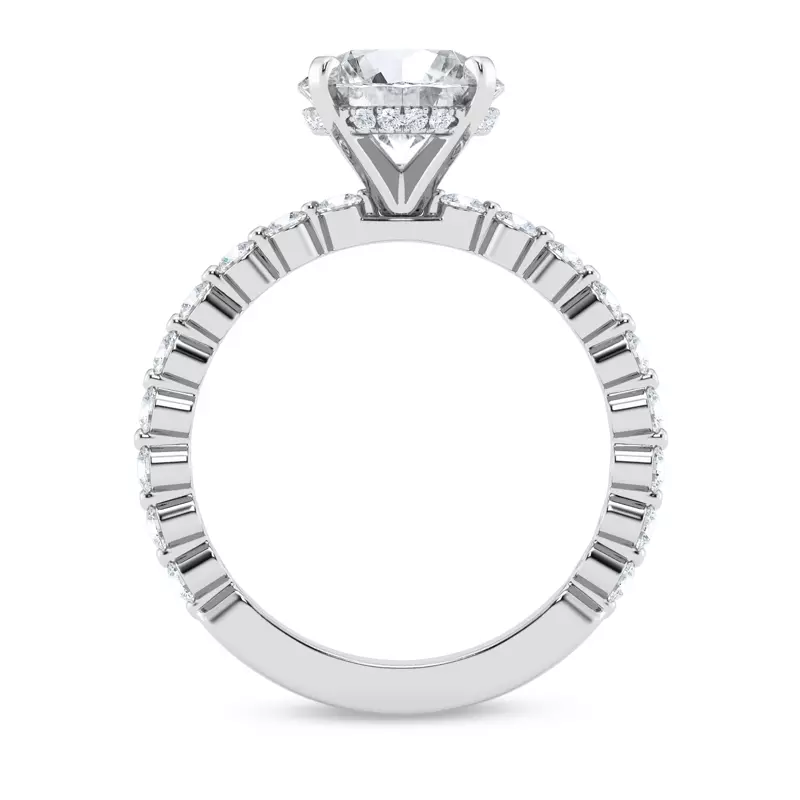 Platinum Signature Hearts & Arrows Hidden Halo Shared Prong Engagement Ring (.60ct. tw.)