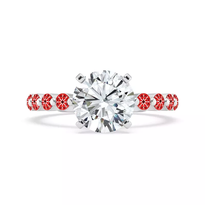 18K White Gold Signature Hearts & Arrows Hidden Halo Shared Prong Engagement Ring (.80ct. tw.)