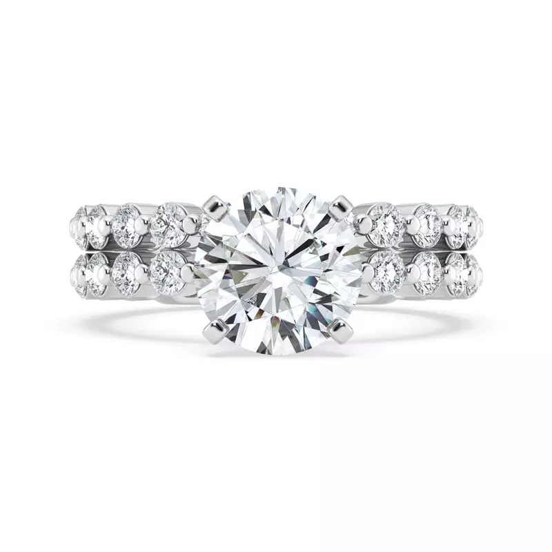 18K White Gold Signature Hearts & Arrows Hidden Halo Shared Prong Engagement Ring (.80ct. tw.)
