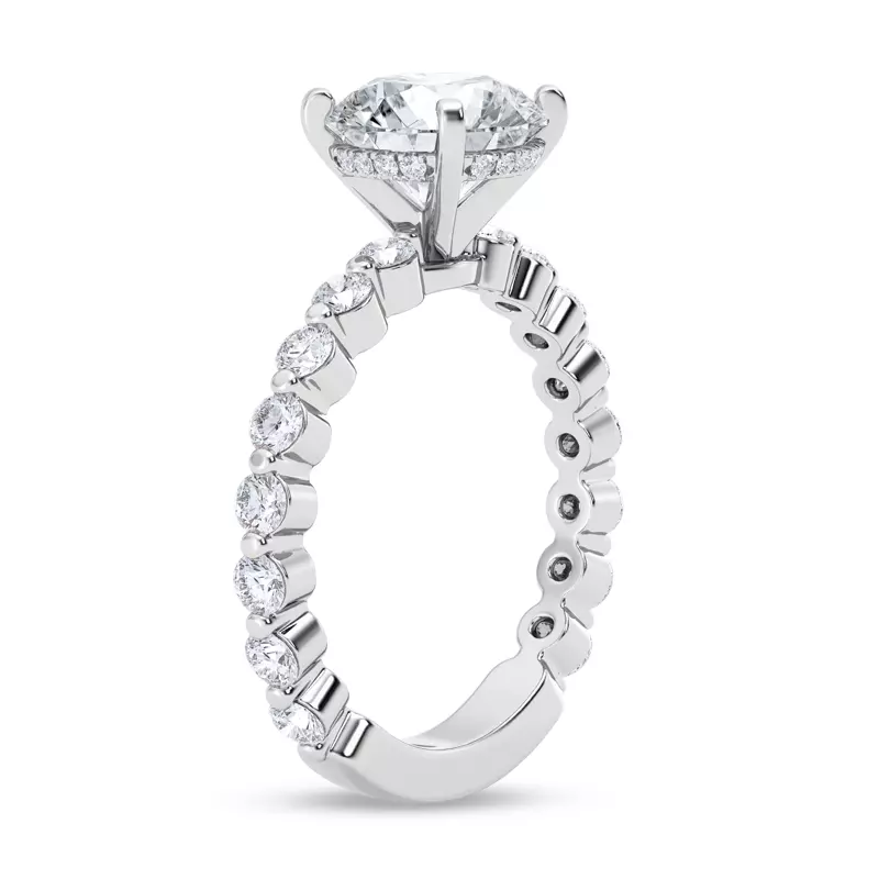 18K White Gold Signature Hearts & Arrows Hidden Halo Shared Prong Engagement Ring (.80ct. tw.)