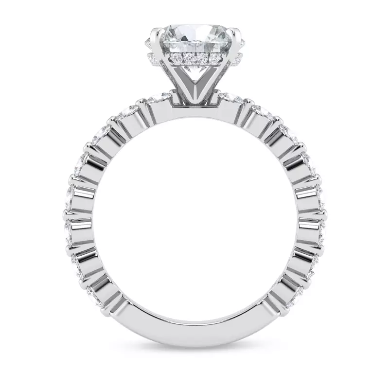 18K White Gold Signature Hearts & Arrows Hidden Halo Shared Prong Engagement Ring (.80ct. tw.)