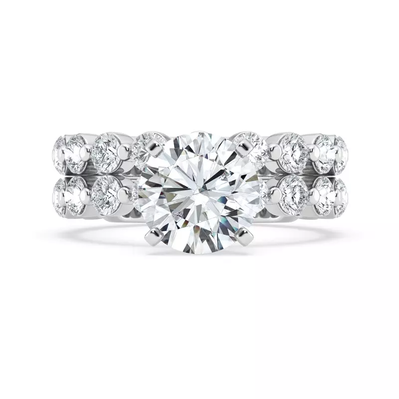 14K White Gold Tradition Pavé Shared Prong Hidden Halo Engagement Ring (1.05ct. tw.)