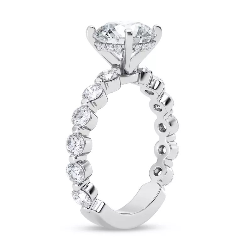 14K White Gold Tradition Pavé Shared Prong Hidden Halo Engagement Ring (1.05ct. tw.)