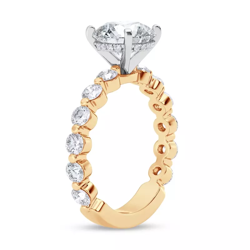 18K Yellow Gold Signature Hearts & Arrows Hidden Halo Shared Prong Engagement Ring (1.00ct. tw.)