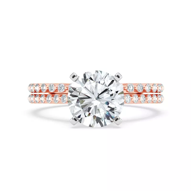 14K Rose Gold Tradition Shared Prong Pavé Cathedral Engagement Ring (1/4ct. tw.)