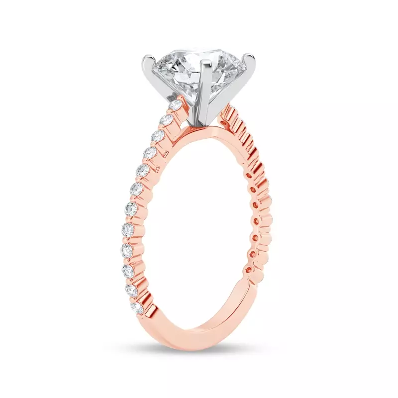 14K Rose Gold Tradition Shared Prong Pavé Cathedral Engagement Ring (1/4ct. tw.)