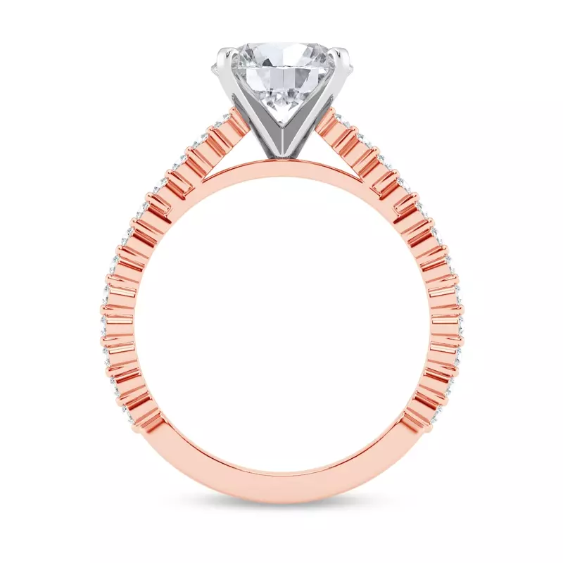 14K Rose Gold Tradition Shared Prong Pavé Cathedral Engagement Ring (1/4ct. tw.)