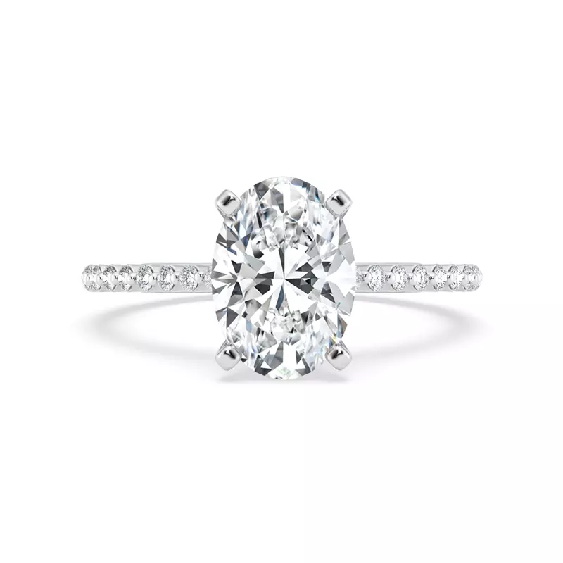 Signature Hearts & Arrows Shared Prong Cathedral Engagement Ring (1/4ct. tw.) - 14K White Gold