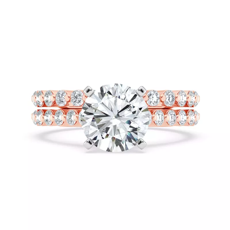 14K Rose Gold Tradition Shared Prong Pavé Cathedral Engagement Ring (1/2ct. tw.)
