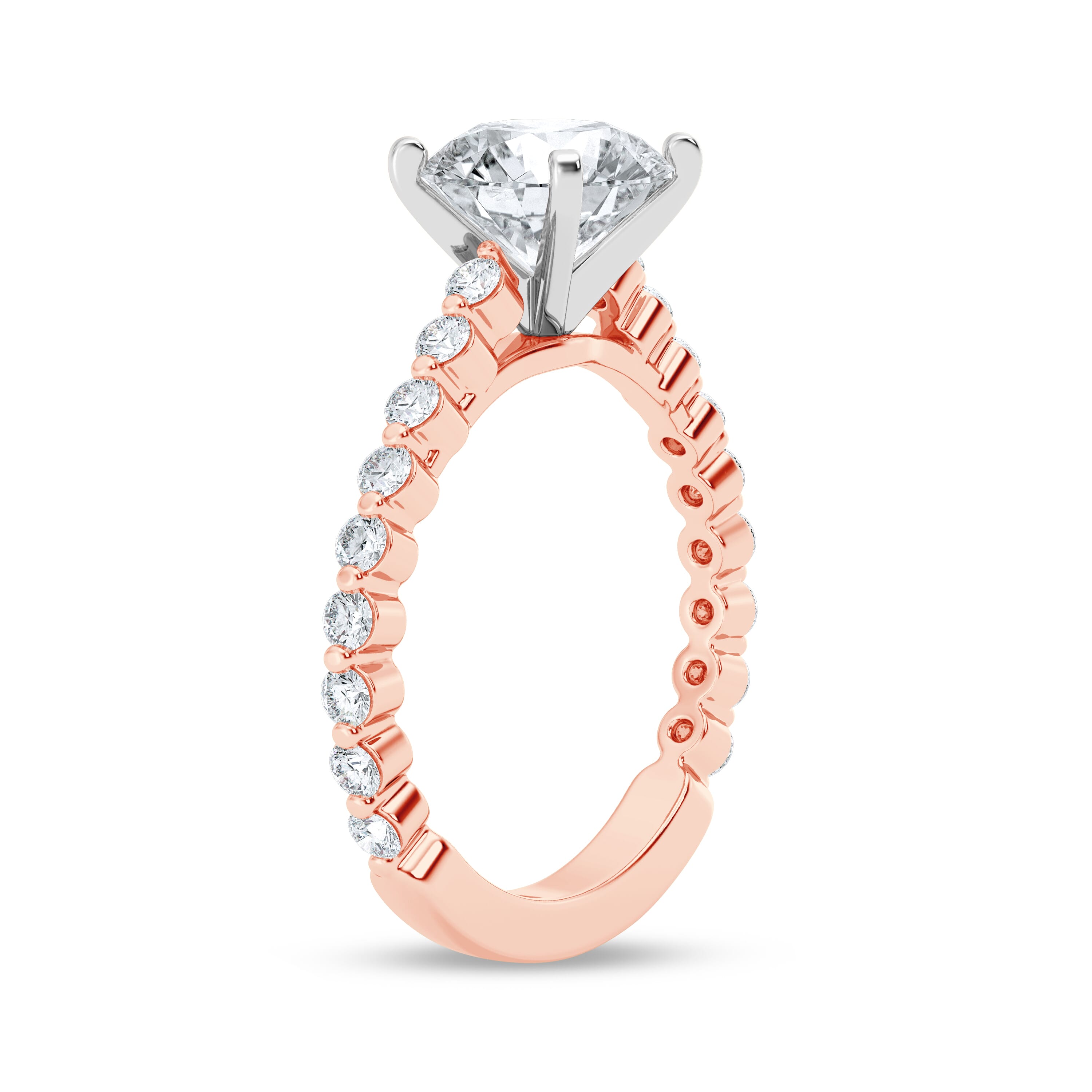 14K Rose Gold Tradition Shared Prong Pavé Cathedral Engagement Ring (1/2ct. tw.)
