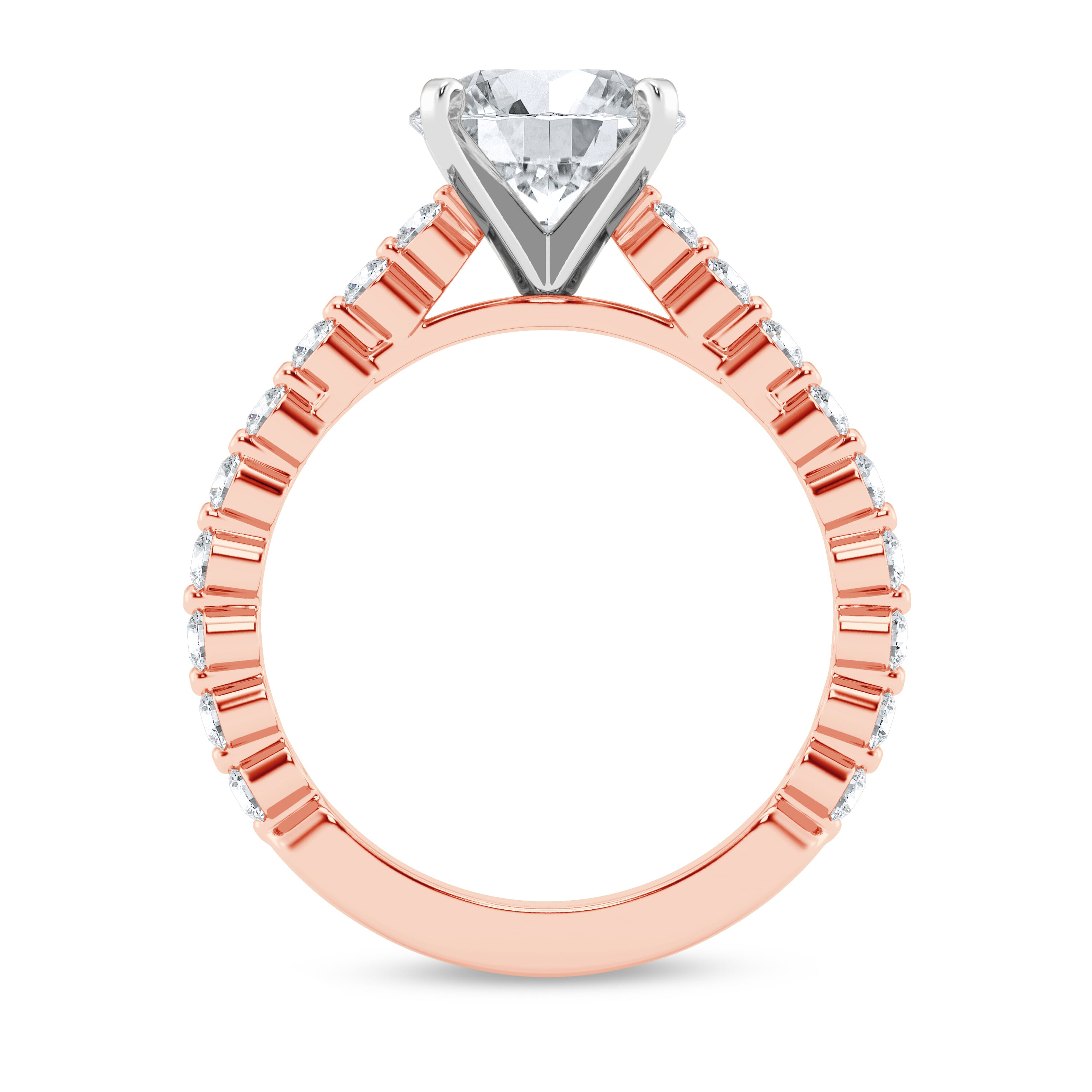 14K Rose Gold Tradition Shared Prong Pavé Cathedral Engagement Ring (1/2ct. tw.)