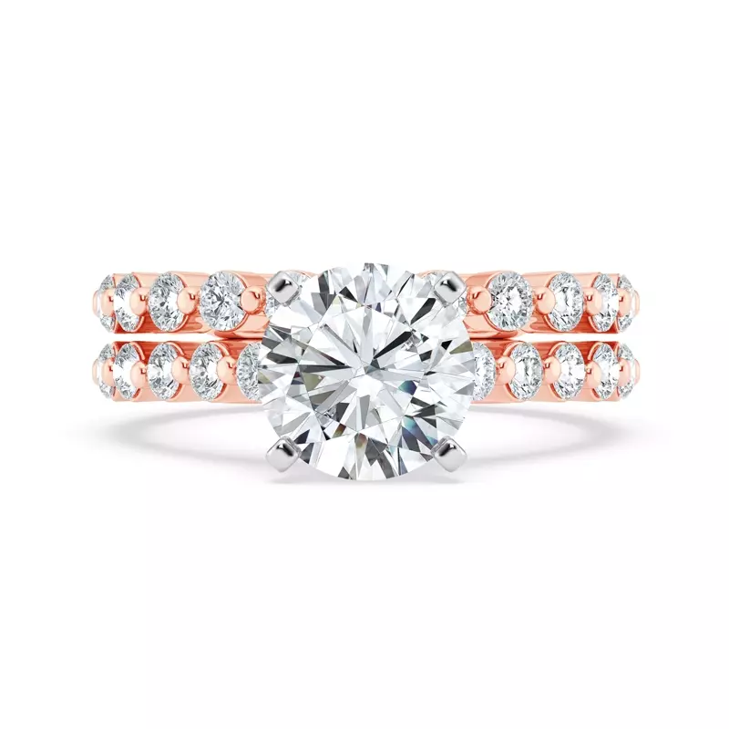 14K Rose Gold Tradition Shared Prong Pavé Cathedral Engagement Ring (.70ct. tw.)