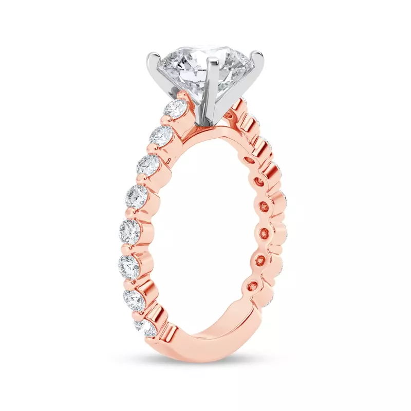 14K Rose Gold Tradition Shared Prong Pavé Cathedral Engagement Ring (.70ct. tw.)