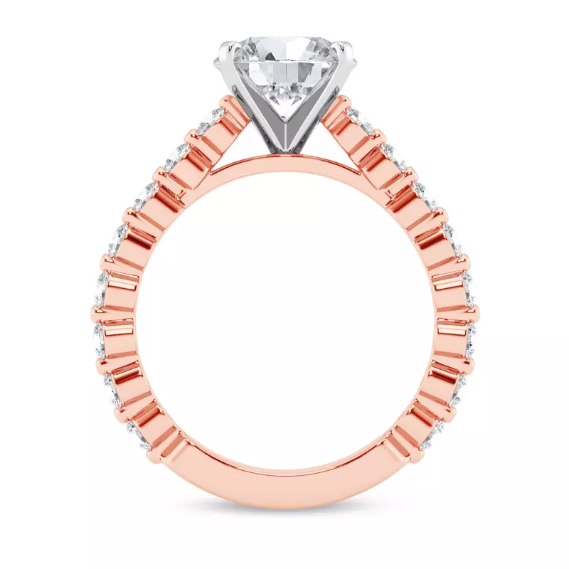 14K Rose Gold Tradition Shared Prong Pavé Cathedral Engagement Ring (.70ct. tw.)