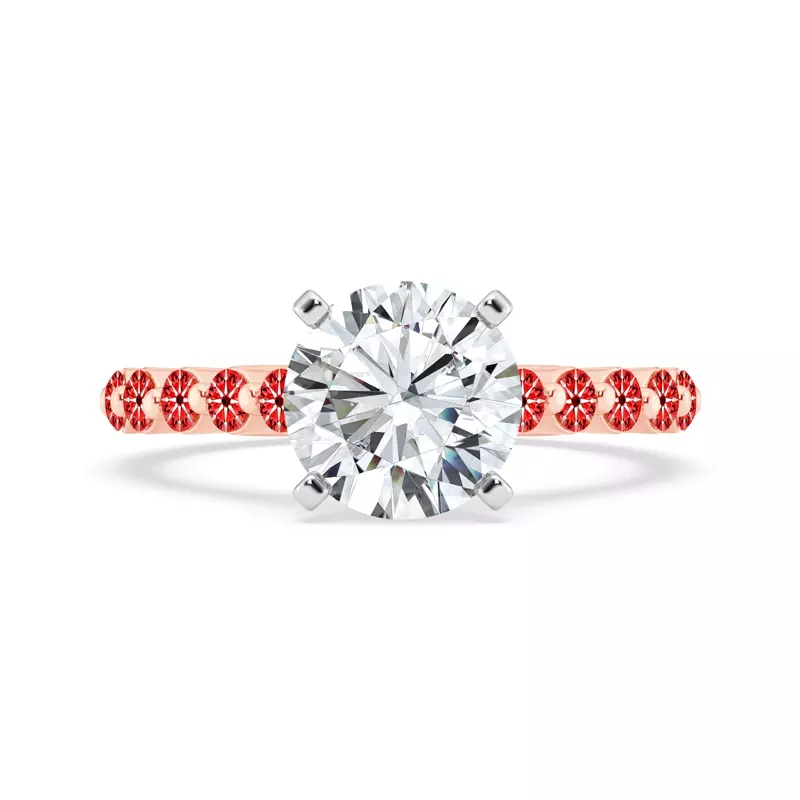14K Rose Gold Signature Hearts & Arrows Shared Prong Cathedral Engagement Ring (.70ct. tw.)