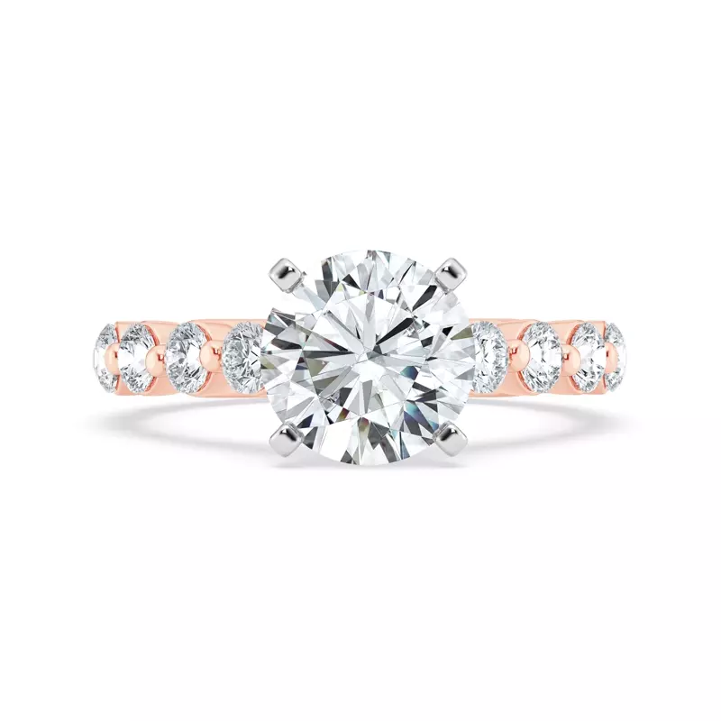 14K Rose Gold Tradition Shared Prong Pavé Cathedral Engagement Ring (.95ct. tw.)