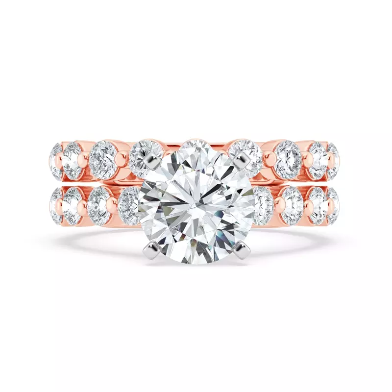 14K Rose Gold Tradition Shared Prong Pavé Cathedral Engagement Ring (.95ct. tw.)