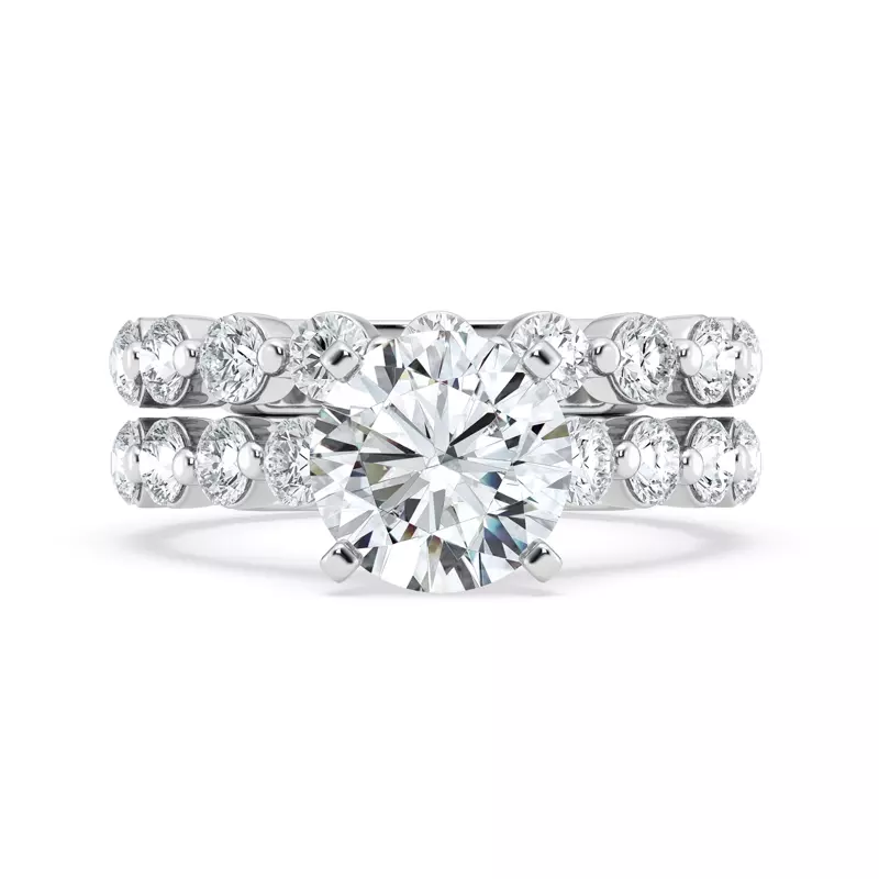 Platinum Tradition Shared Prong Pavé Cathedral Engagement Ring (.95ct. tw.)
